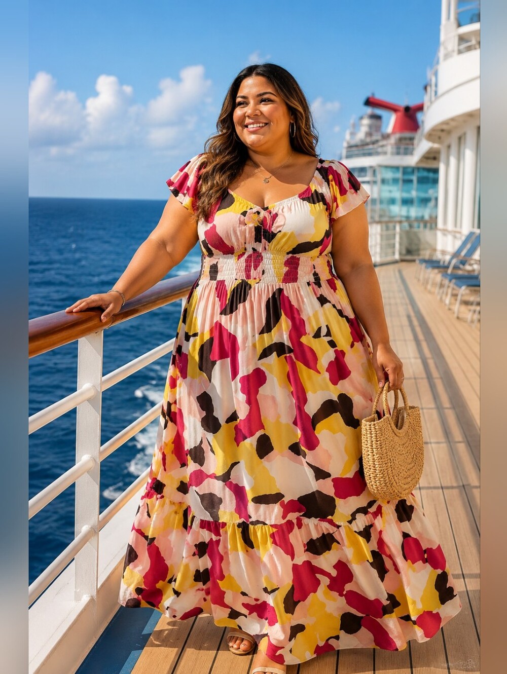 Nine West Pink and Yellow Maxi Dress